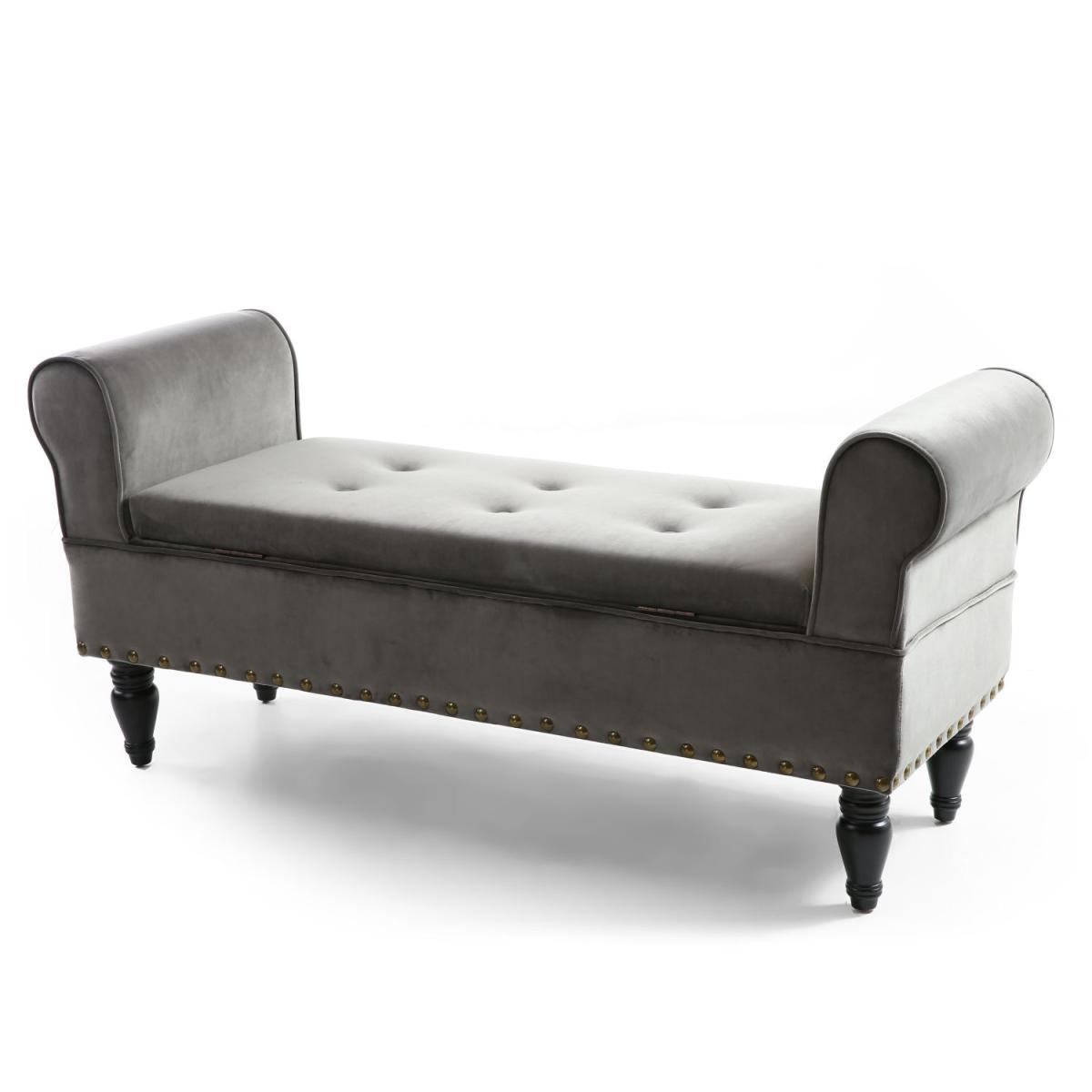 Downtown Storage Brushed Velvet Grey Ottoman - Grey – image 5