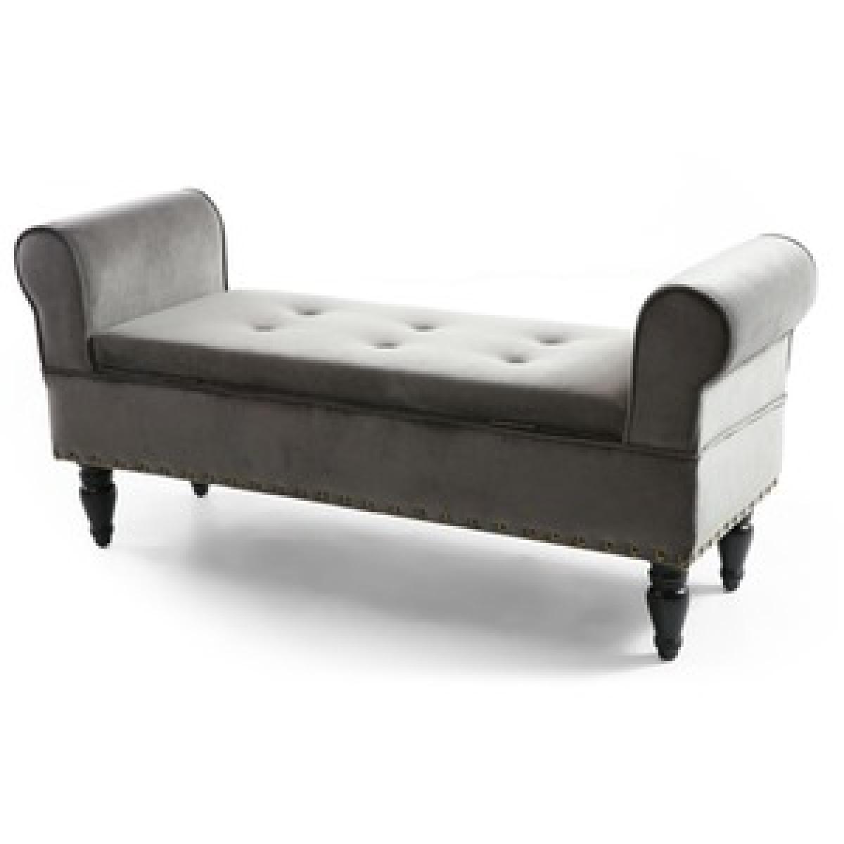 Downtown Storage Brushed Velvet Grey Ottoman - Grey – image 7