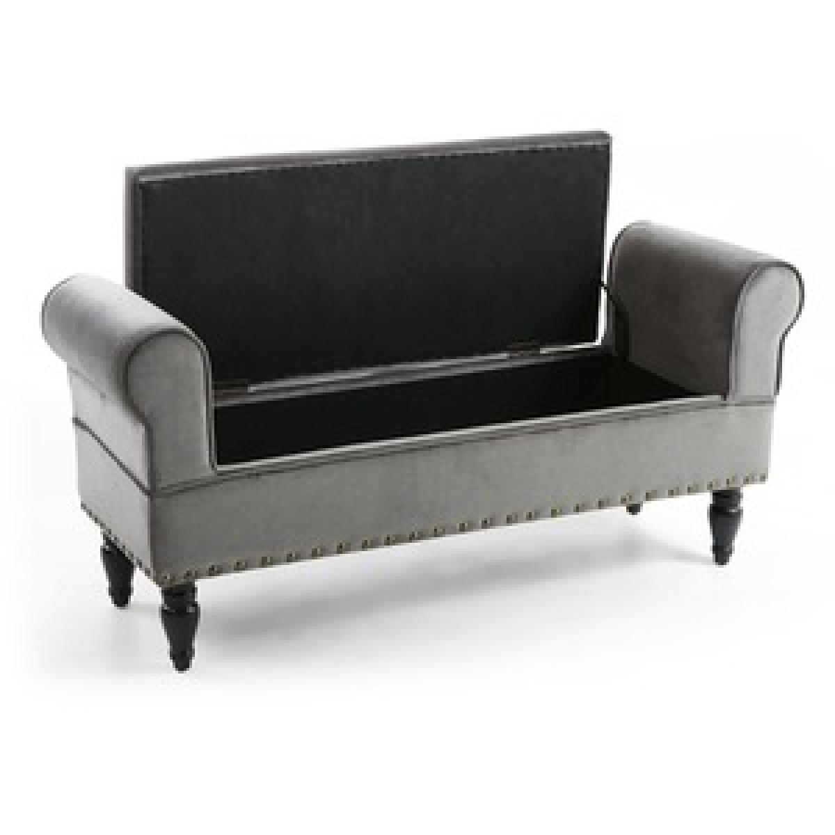 Downtown Storage Brushed Velvet Grey Ottoman - Grey – image 10