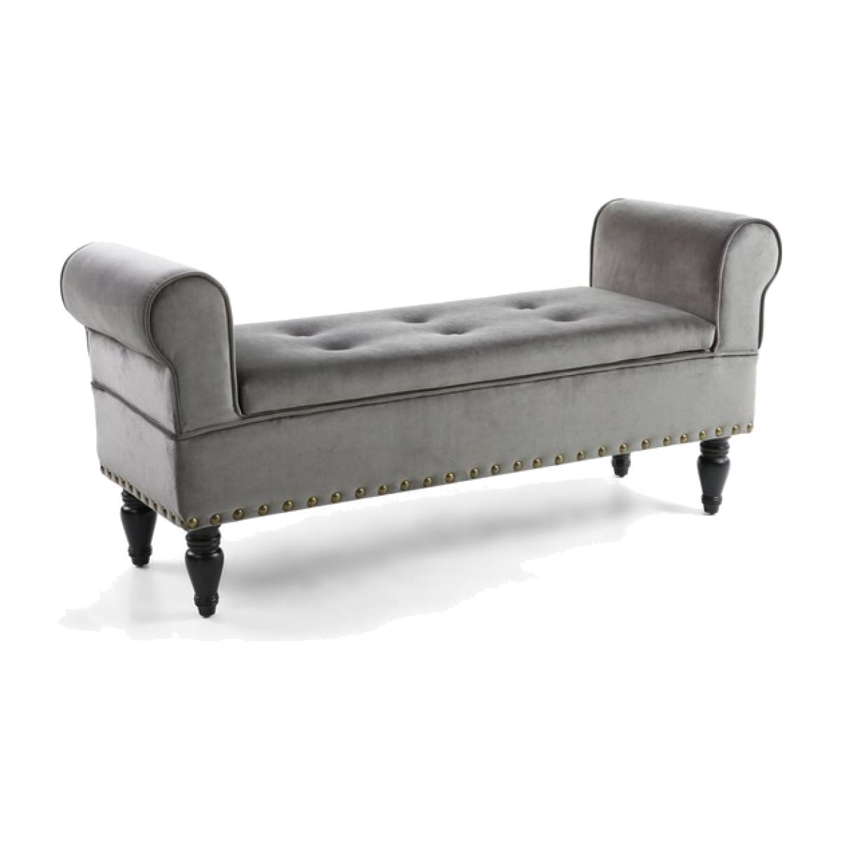 Downtown Storage Brushed Velvet Grey Ottoman - Grey – image 1