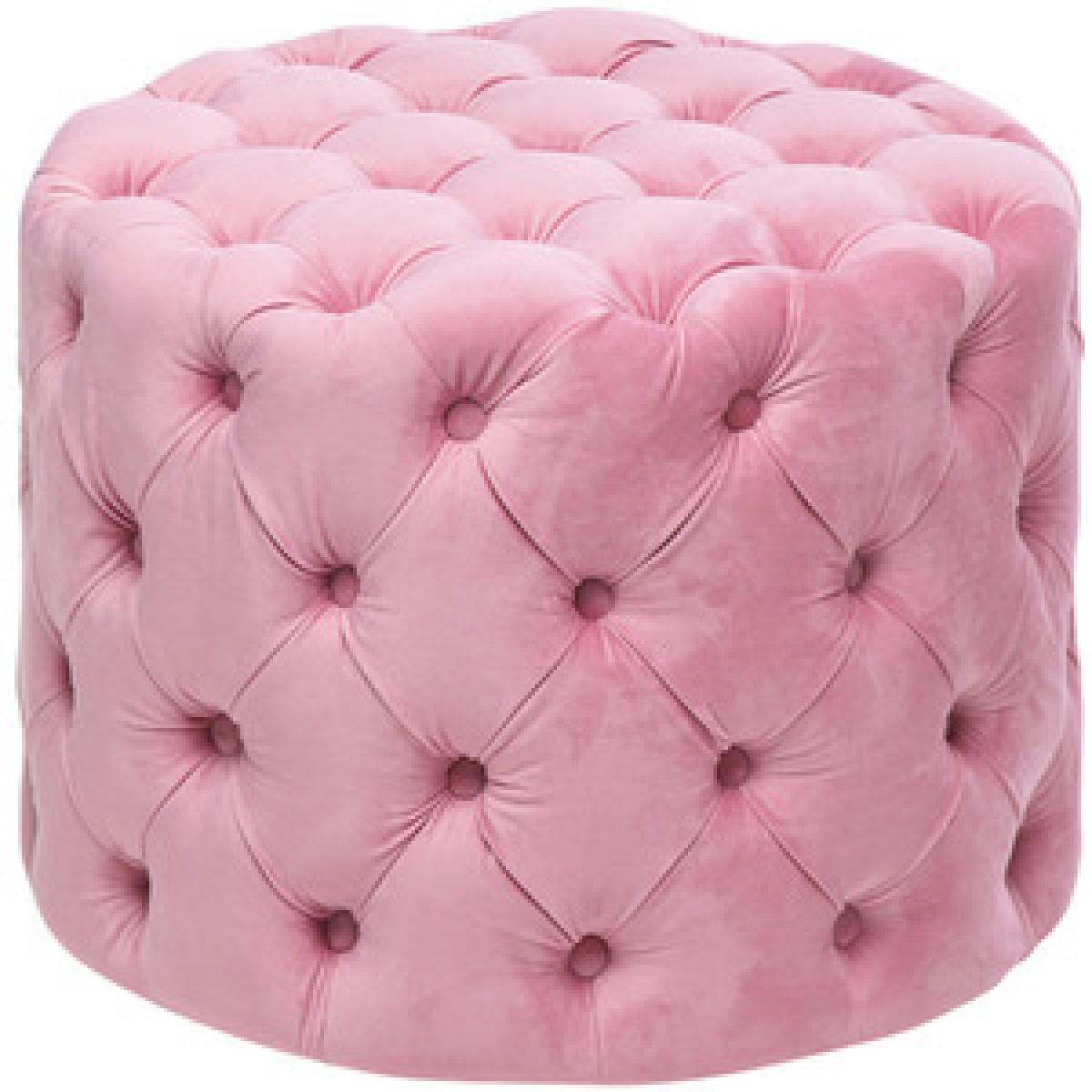Velvet Round Buttoned Footstool - Grey-Pink / 92cm – image 6