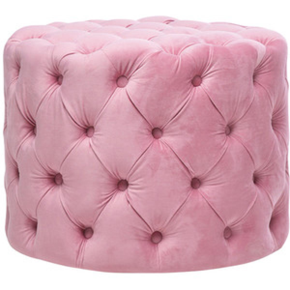 Velvet Round Buttoned Footstool - Grey-Pink / 92cm – image 7