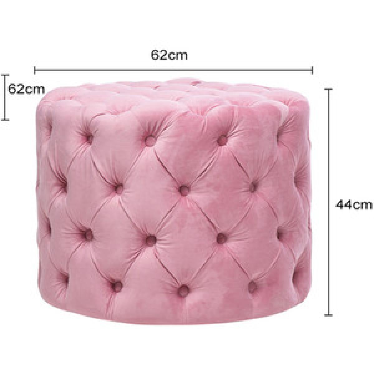 Velvet Round Buttoned Footstool - Grey-Pink / 92cm – image 9