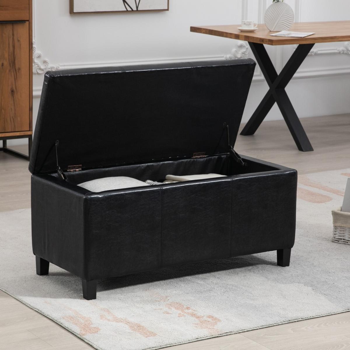 Davenport Bonded Leather Storage Ottoman - Black – image 2