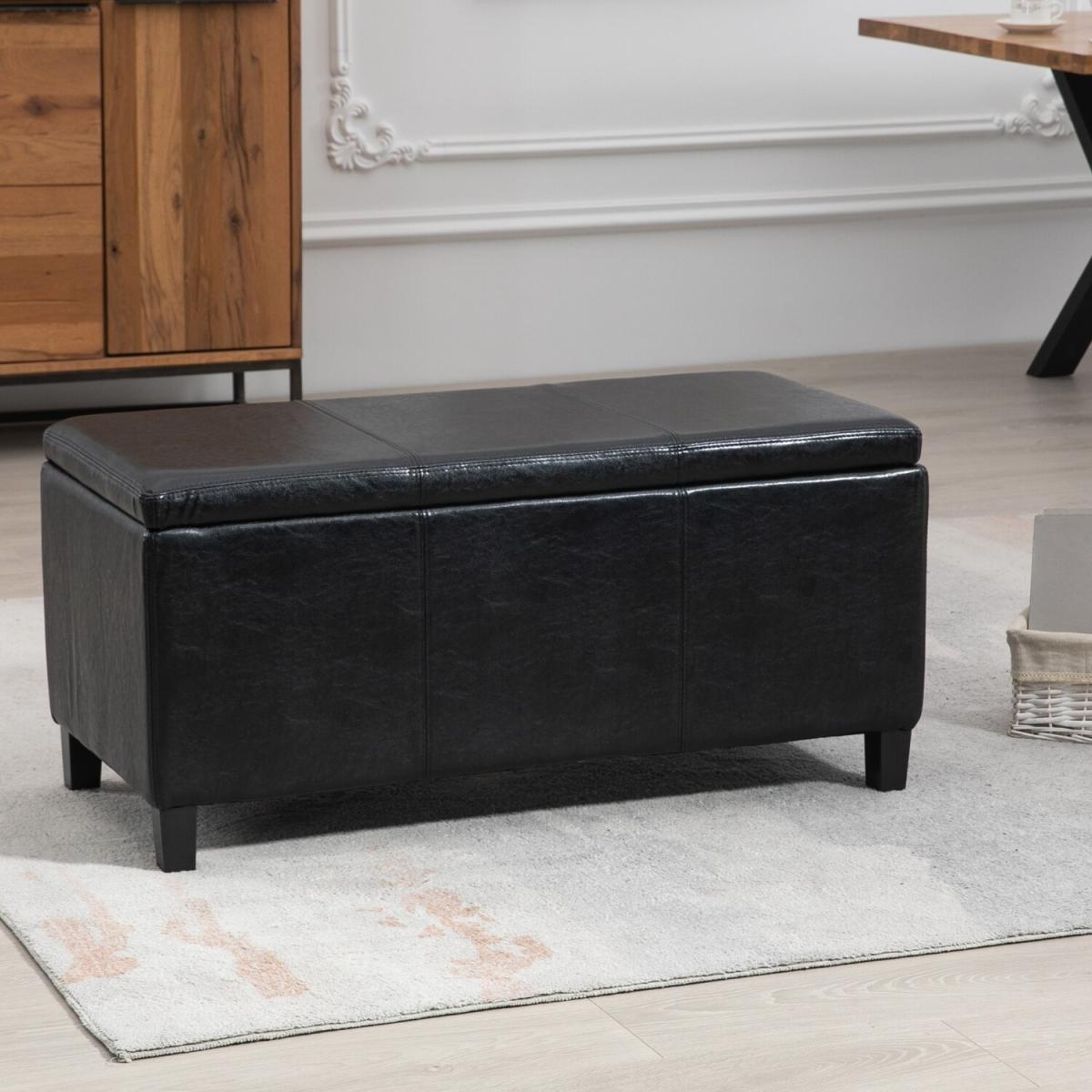 Davenport Bonded Leather Storage Ottoman - Black – image 3