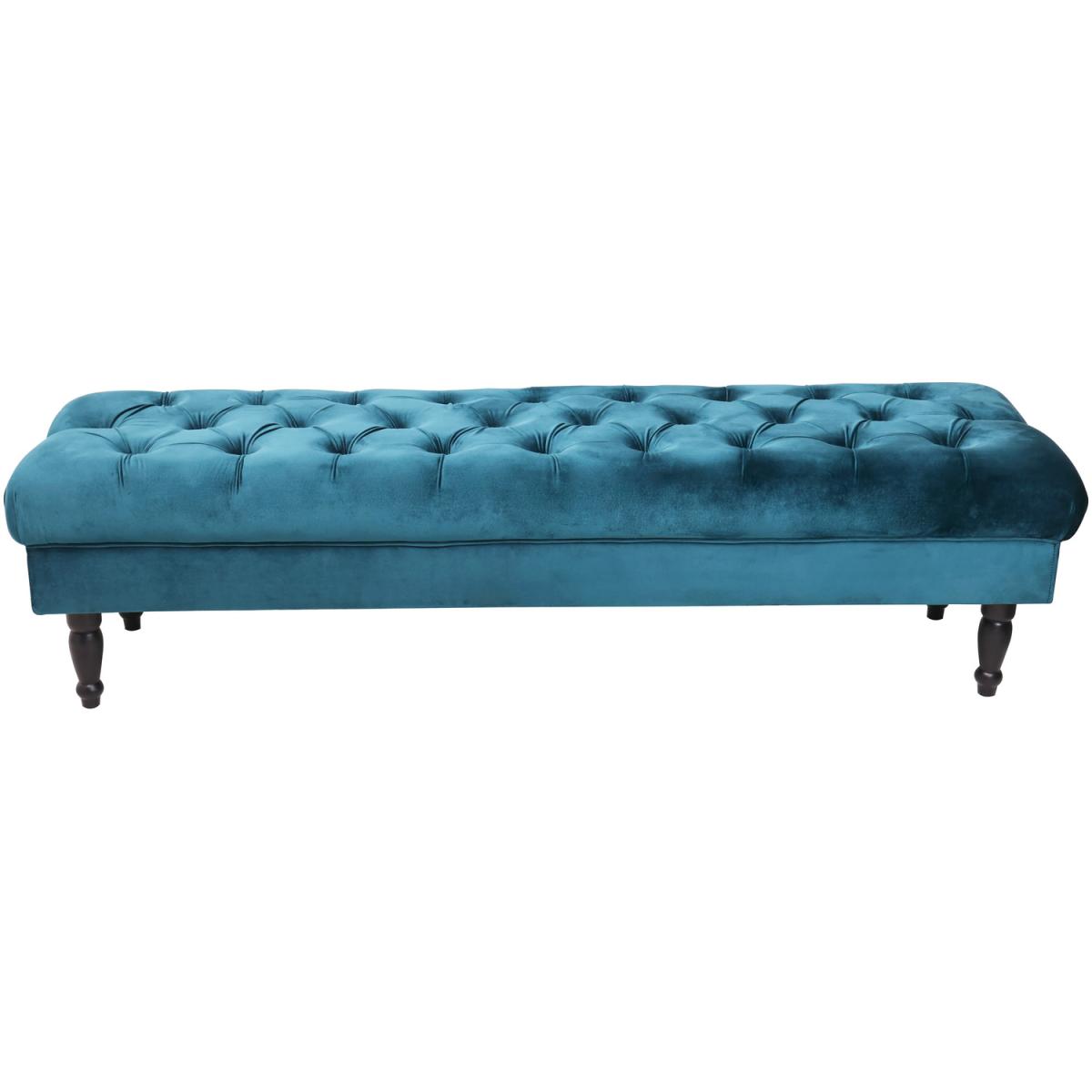 JOY Upholstered Bench, Tufted Entryway Foot Stool - Blue – image 2