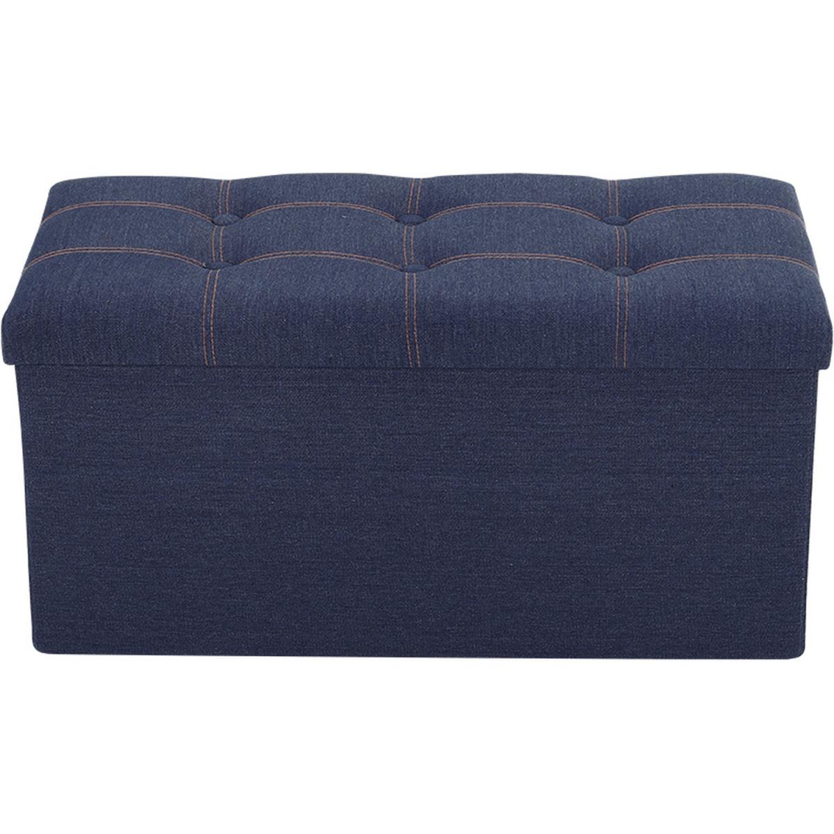 Denim Fabric Ottoman Storage Box - Blue – image 3