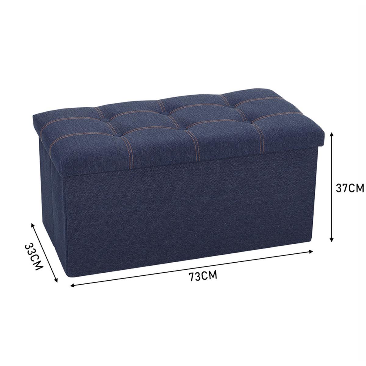 Denim Fabric Ottoman Storage Box - Blue – image 4