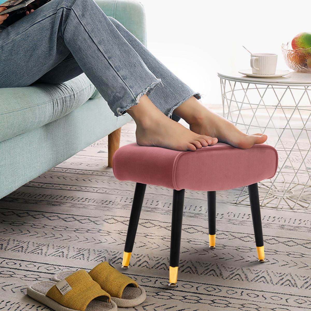 Velvet Round Ottoman Footstool - Pink – image 2
