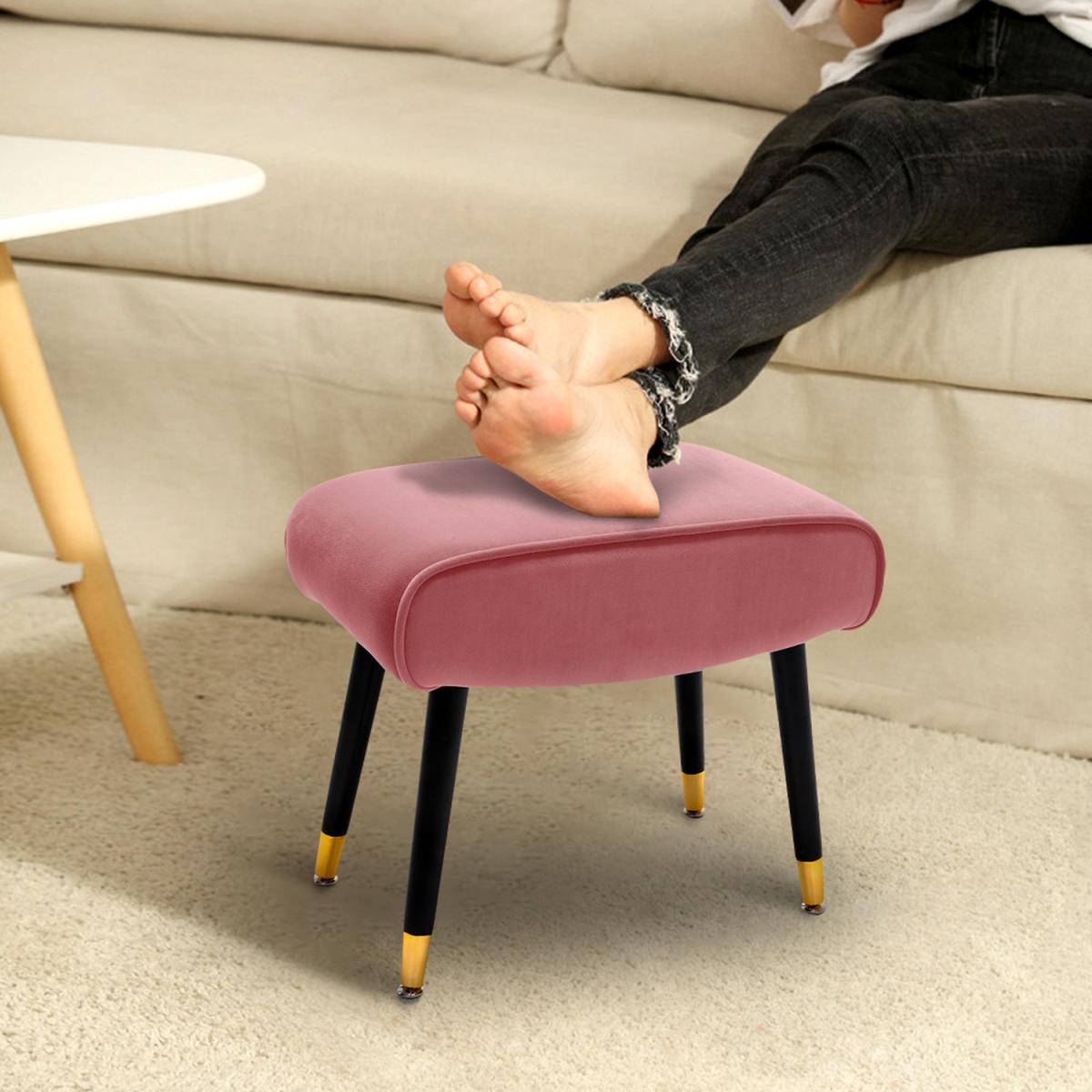 Velvet Round Ottoman Footstool - Pink – image 3