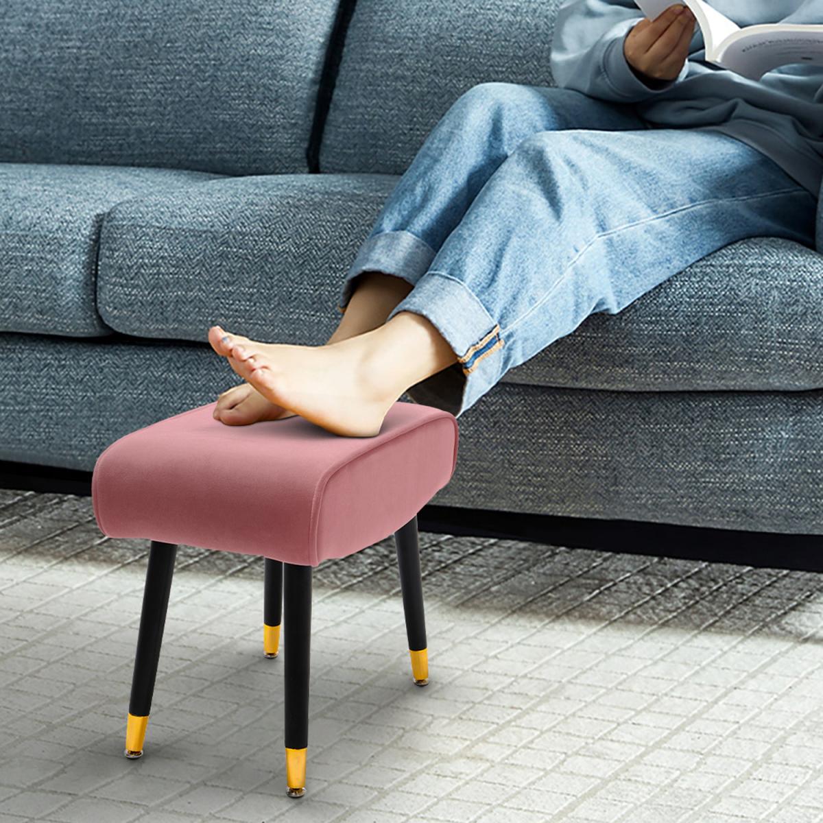 Velvet Round Ottoman Footstool - Pink – image 4