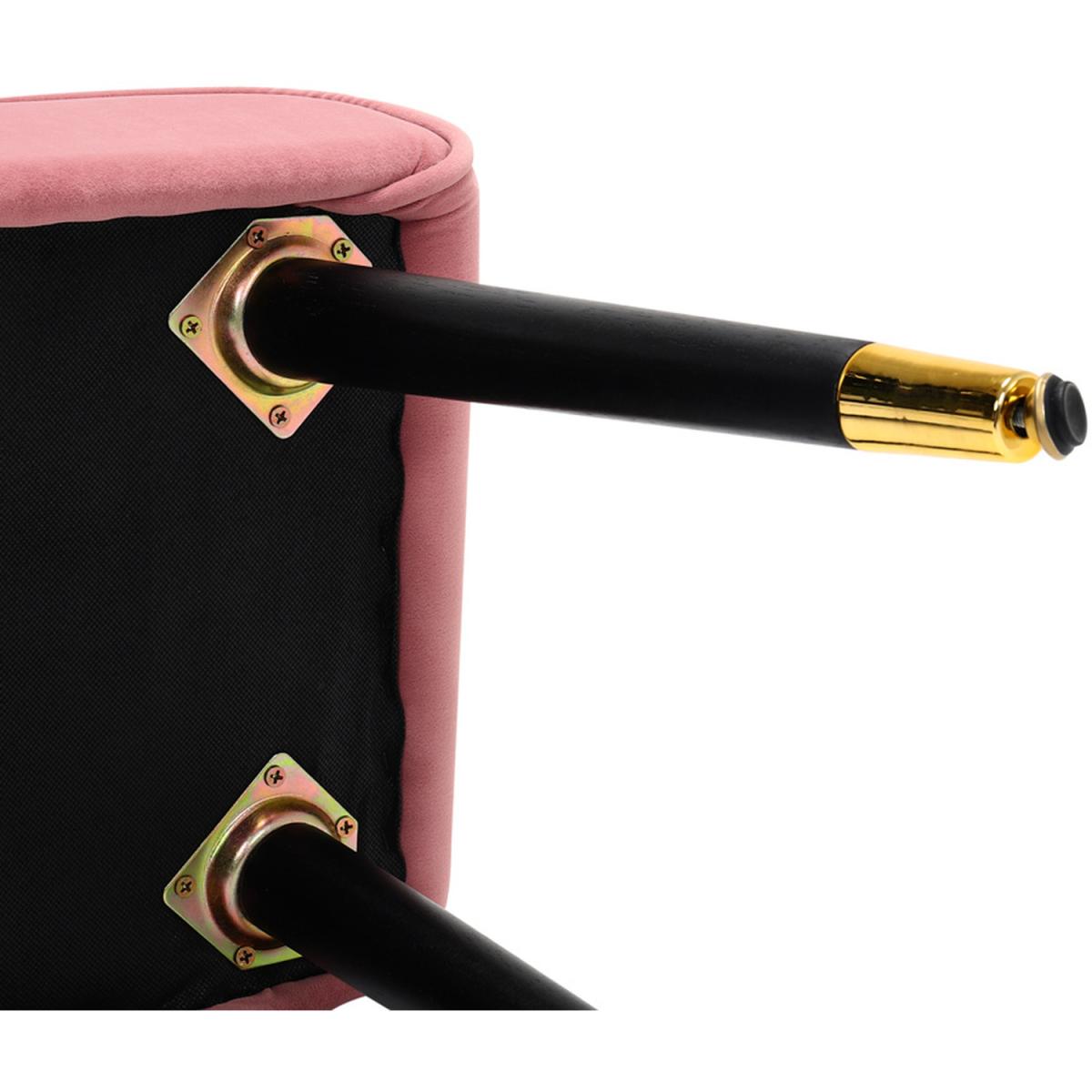 Velvet Round Ottoman Footstool - Pink – image 6