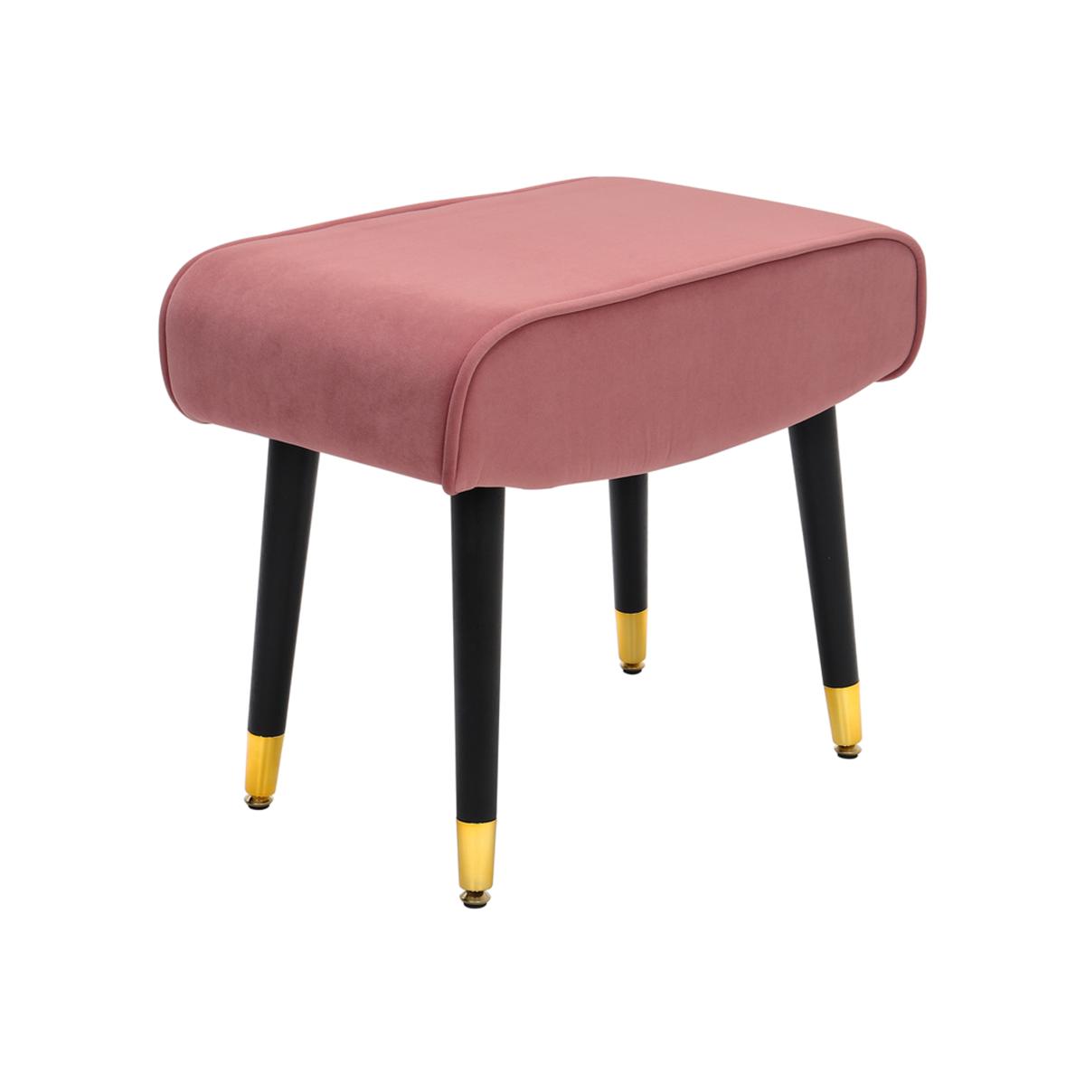 Velvet Round Ottoman Footstool - Pink – image 1