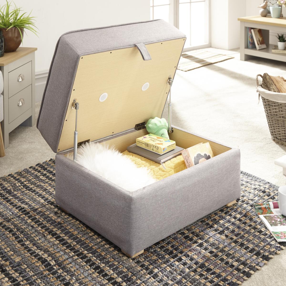 Dauphine Square Storage Footstool - Light Grey – image 8