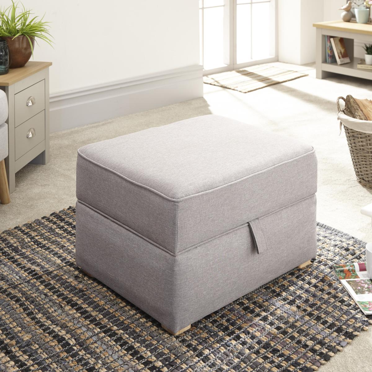 Dauphine Square Storage Footstool - Light Grey – image 1