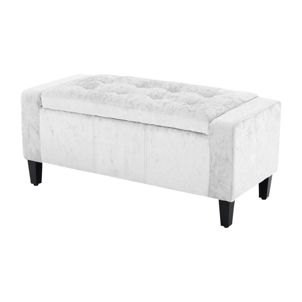 Luxury Crushed Velvet Ottoman Bench Seat - White – image 1