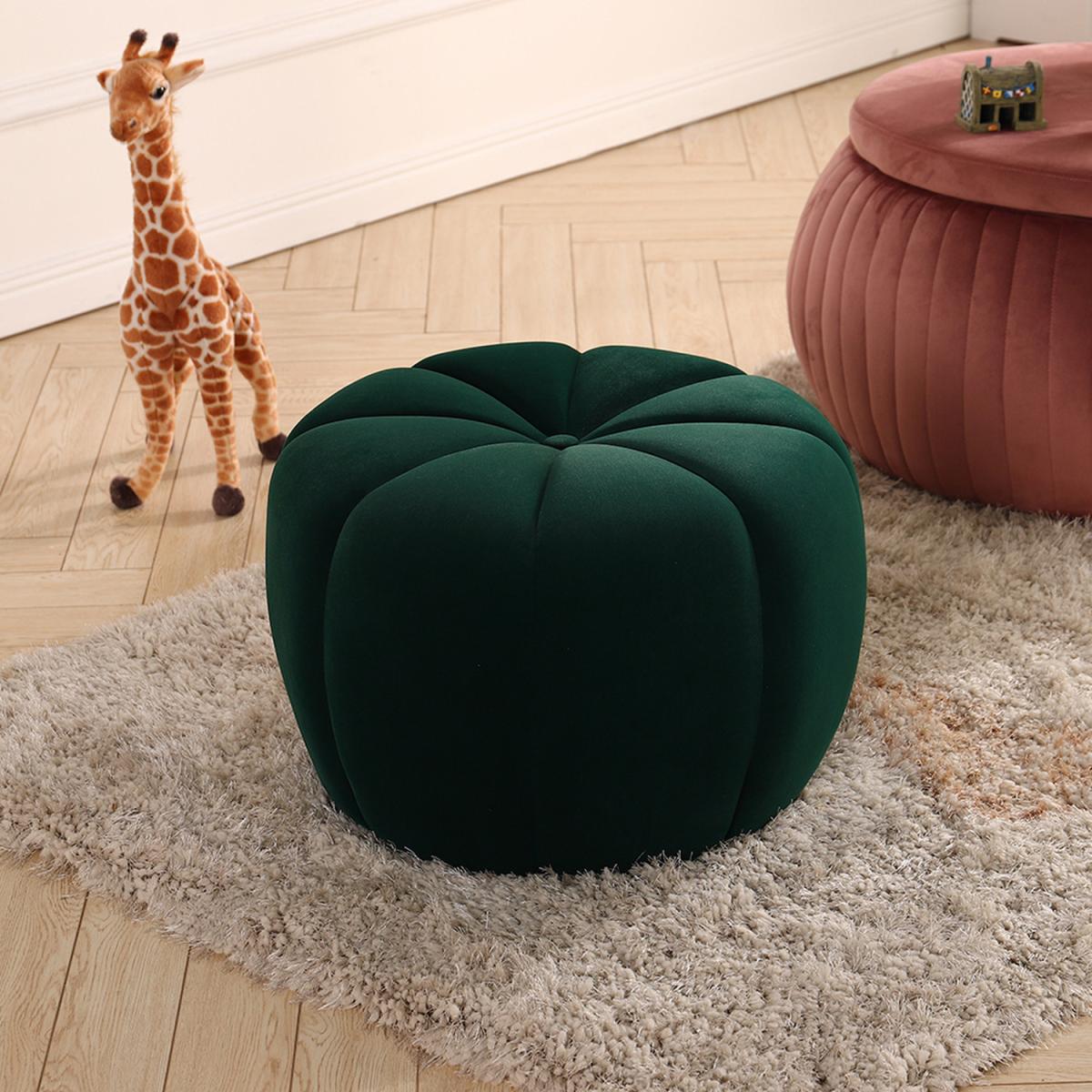 Pumpkin shaped Upholstered Footstool - Pink / 45cm – image 11