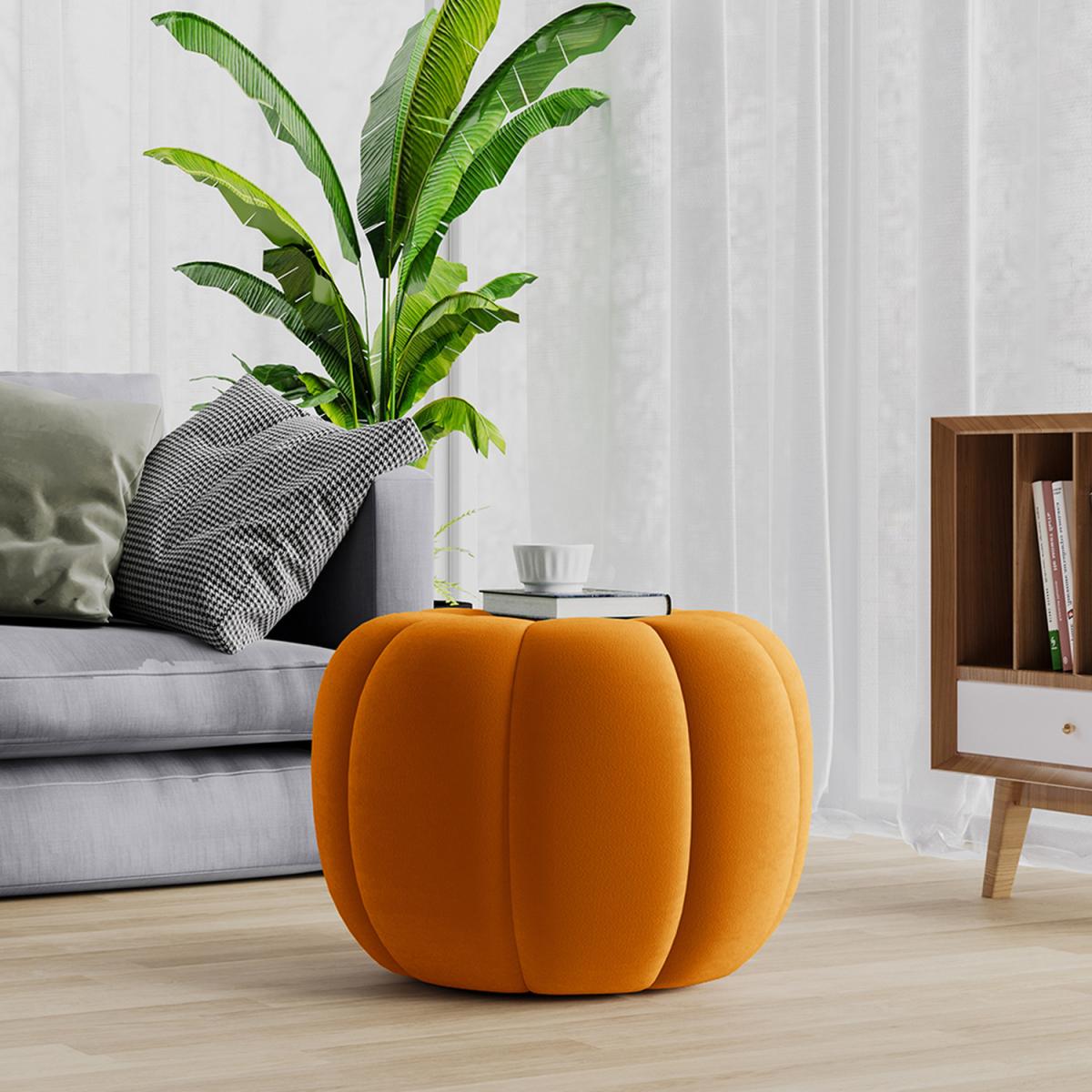 Pumpkin shaped Upholstered Footstool - Pink / 45cm – image 12