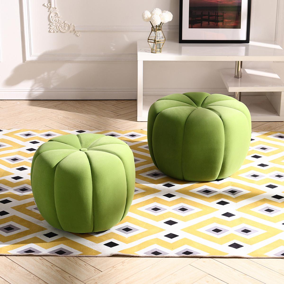 Pumpkin shaped Upholstered Footstool - Pink / 45cm – image 18
