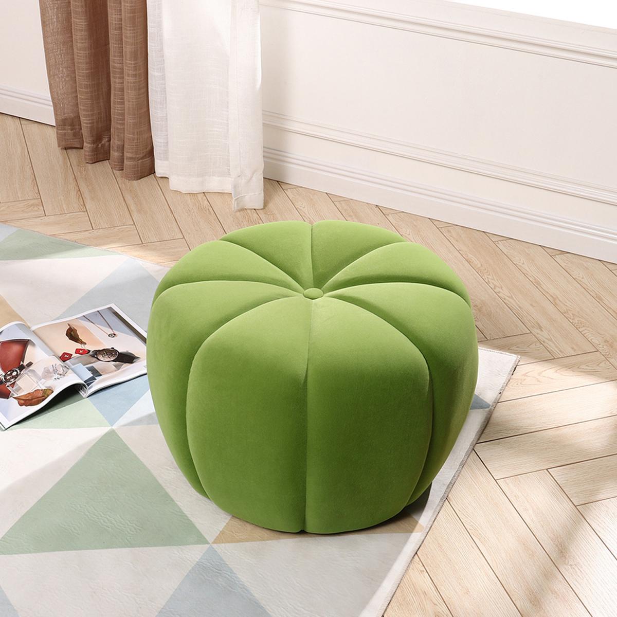 Pumpkin shaped Upholstered Footstool - Pink / 45cm – image 24