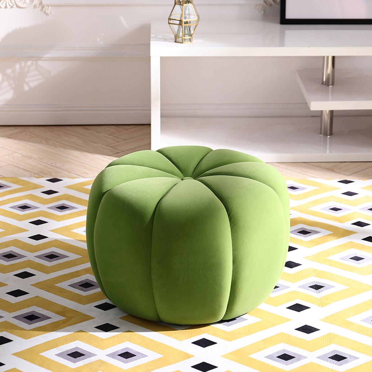 Pumpkin shaped Upholstered Footstool - Pink / 45cm – image 25