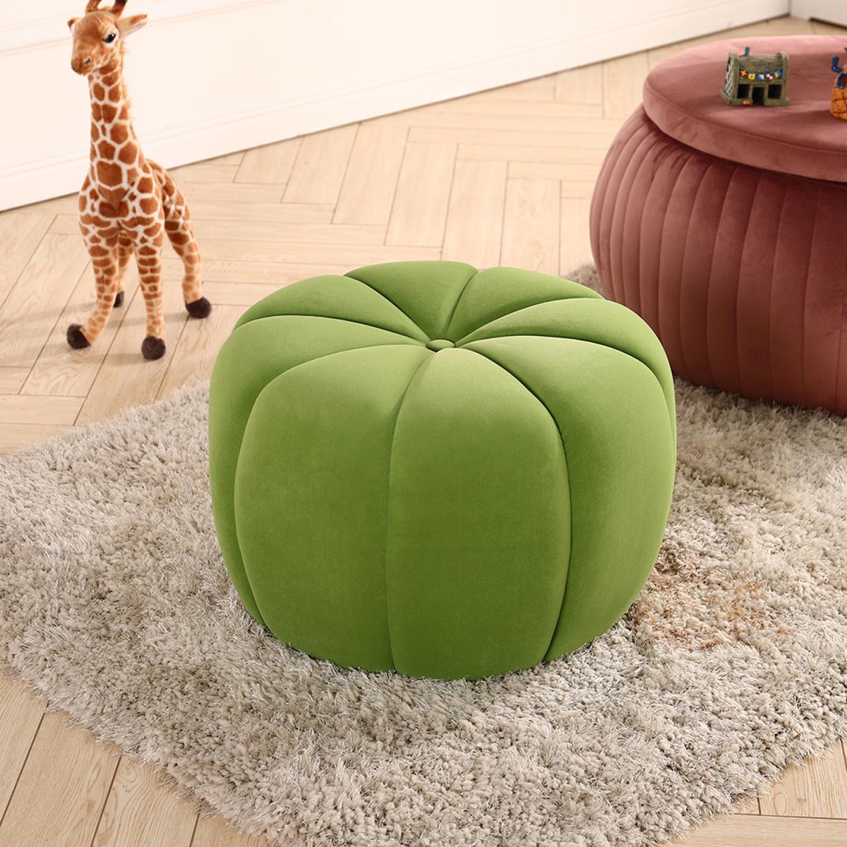 Pumpkin shaped Upholstered Footstool - Pink / 45cm – image 26