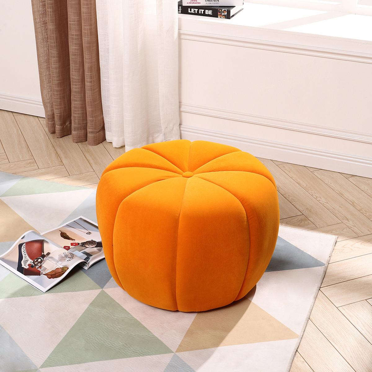 Pumpkin shaped Upholstered Footstool - Pink / 45cm – image 31