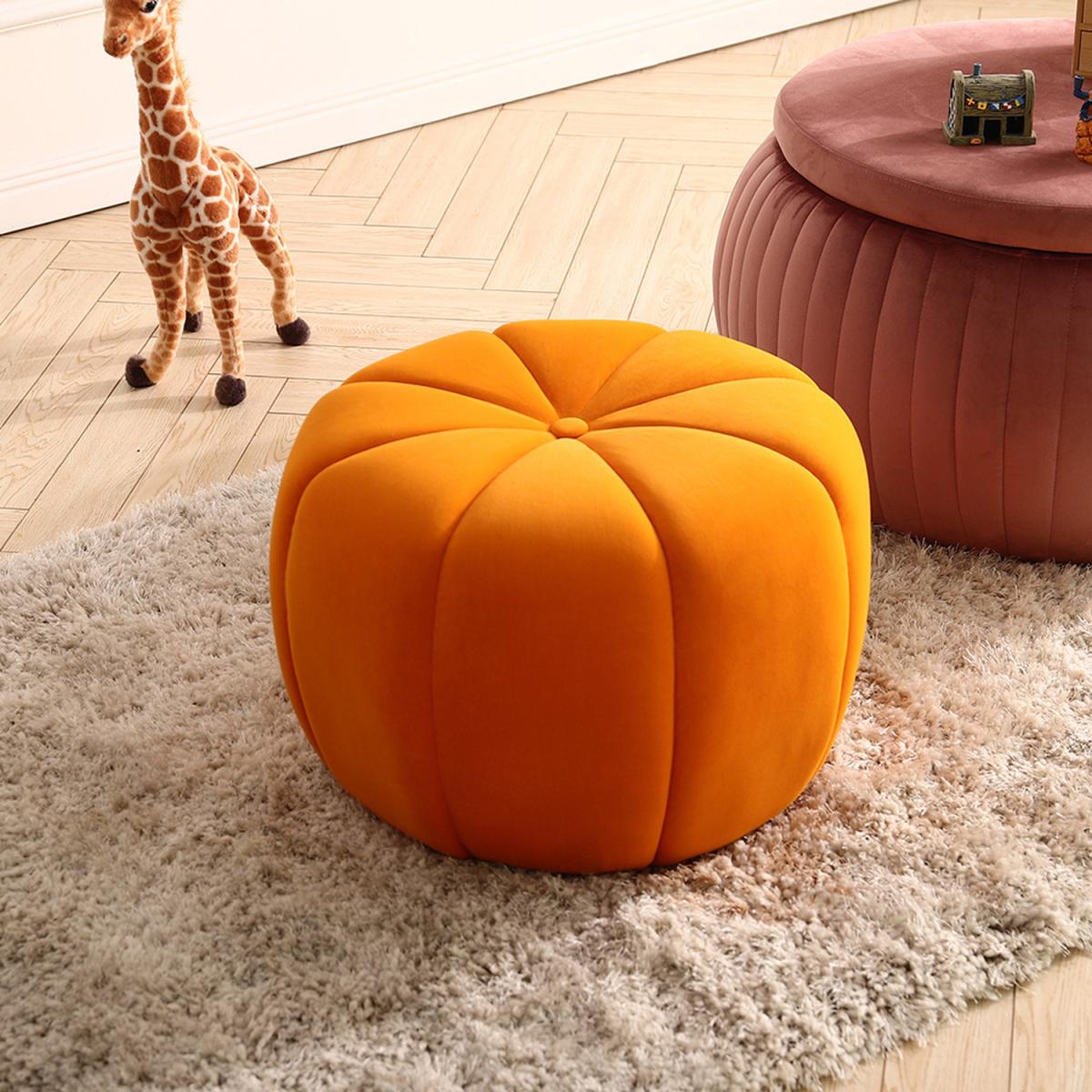 Pumpkin shaped Upholstered Footstool - Pink / 45cm – image 32