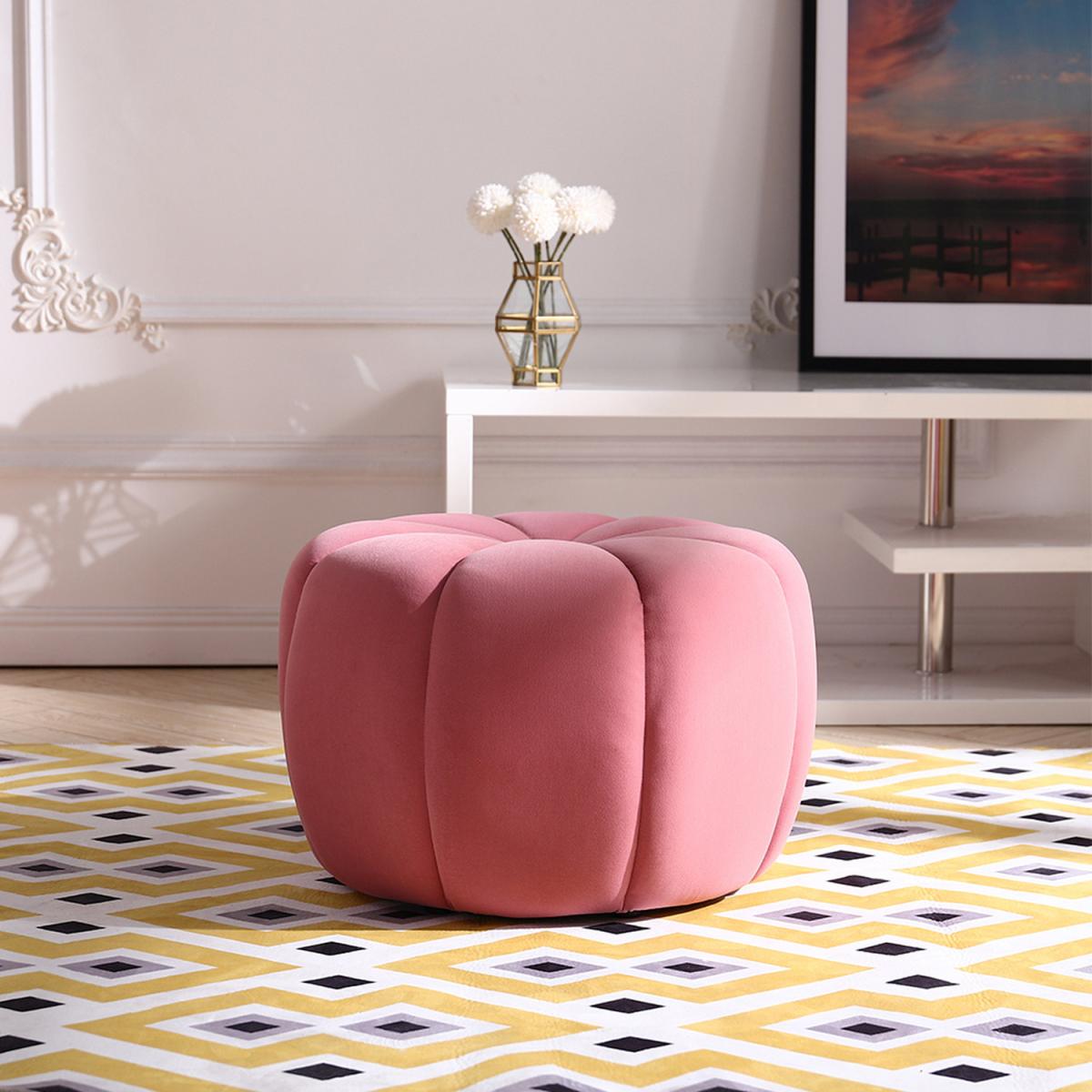 Pumpkin shaped Upholstered Footstool - Pink / 45cm – image 35
