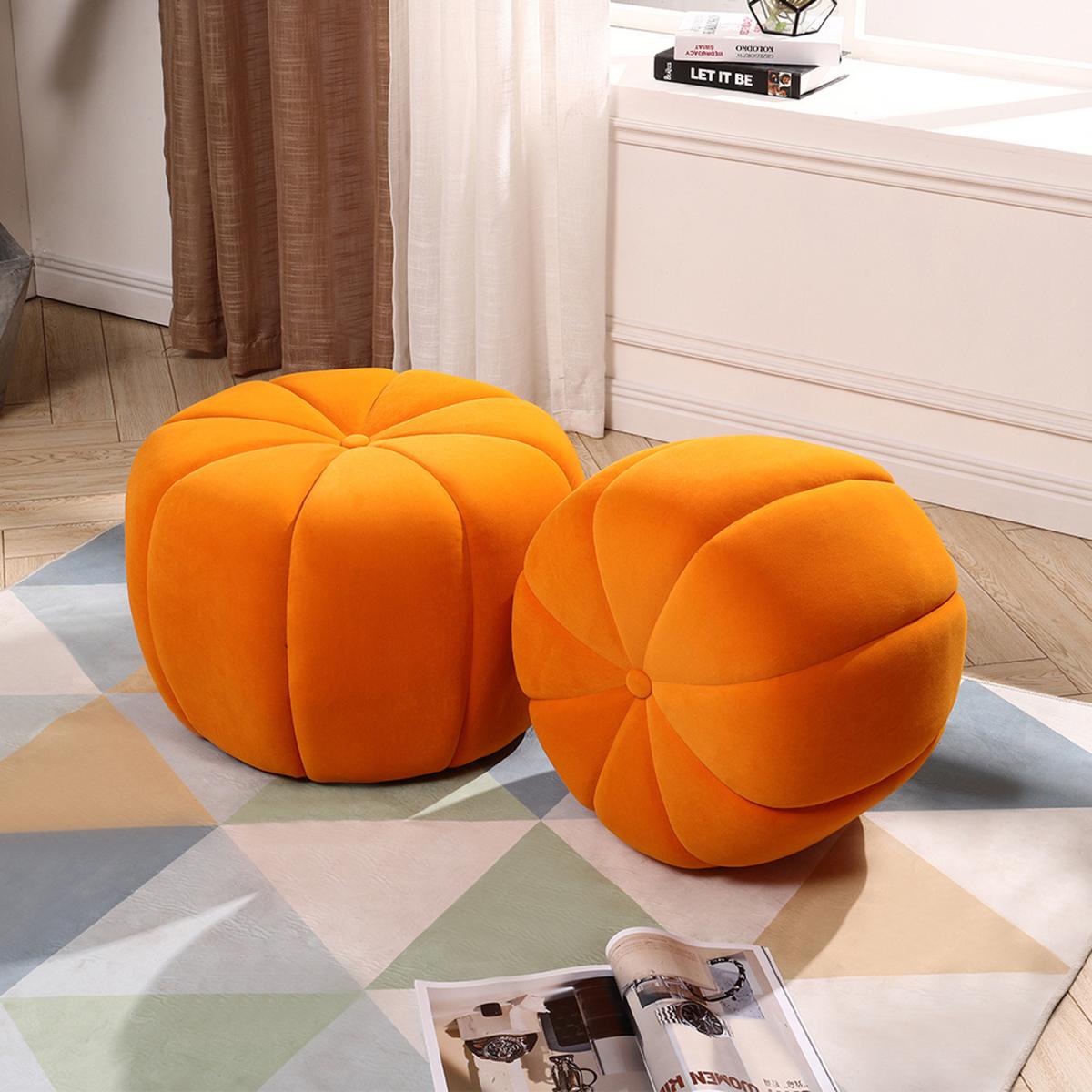 Pumpkin shaped Upholstered Footstool - Pink / 45cm – image 8