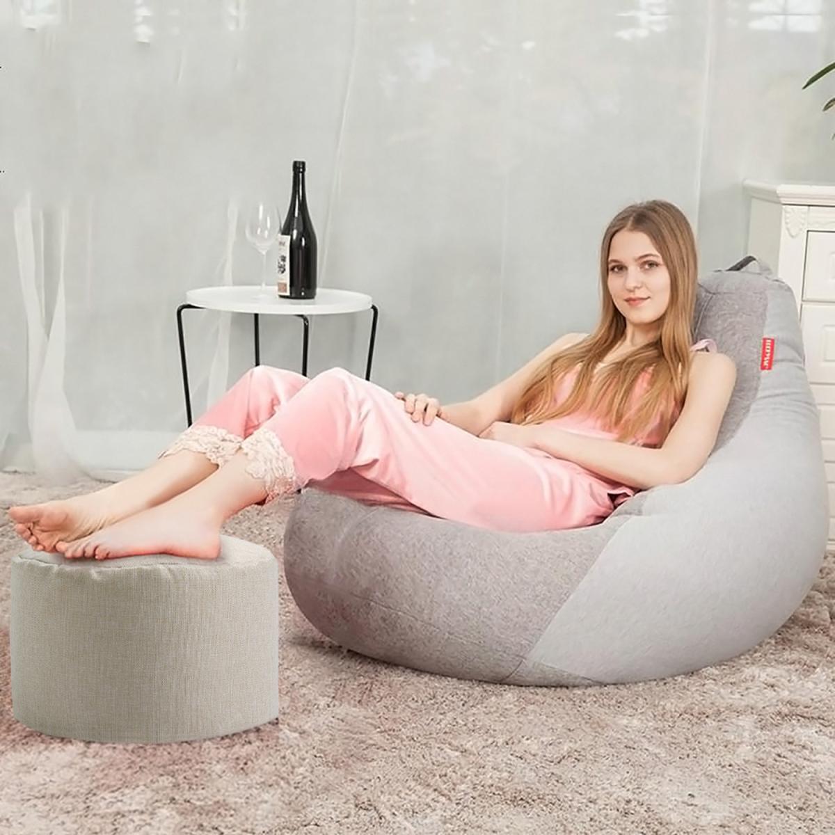 Round Bean Bag Foot Rest Footstool Ottoman Seat Linving Room Bedroom - Grey – image 3