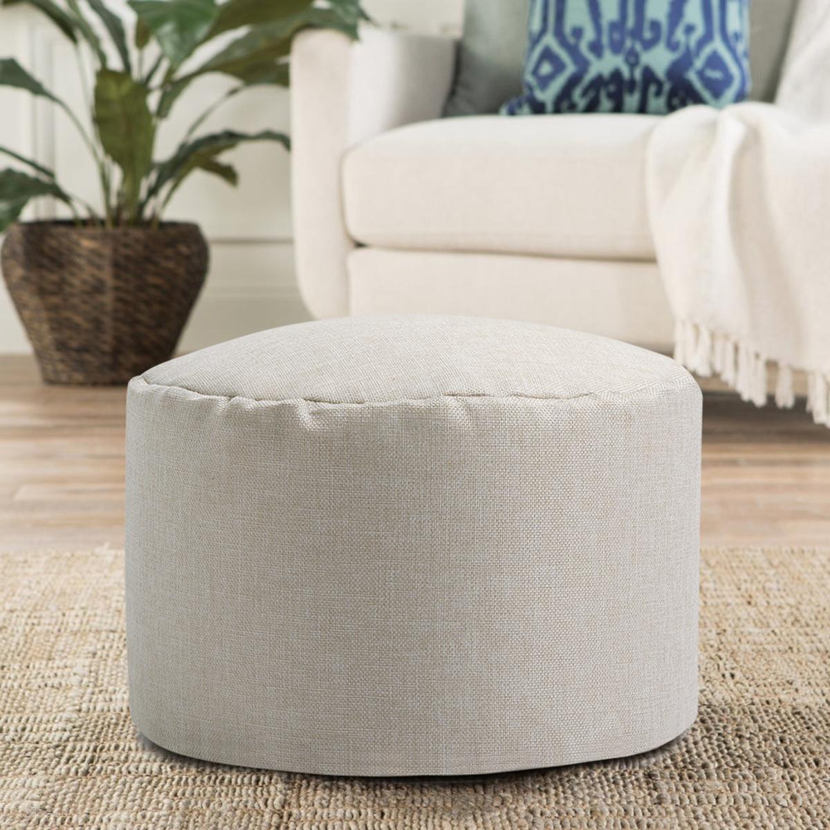 Round Bean Bag Foot Rest Footstool Ottoman Seat Linving Room Bedroom - Grey – image 1