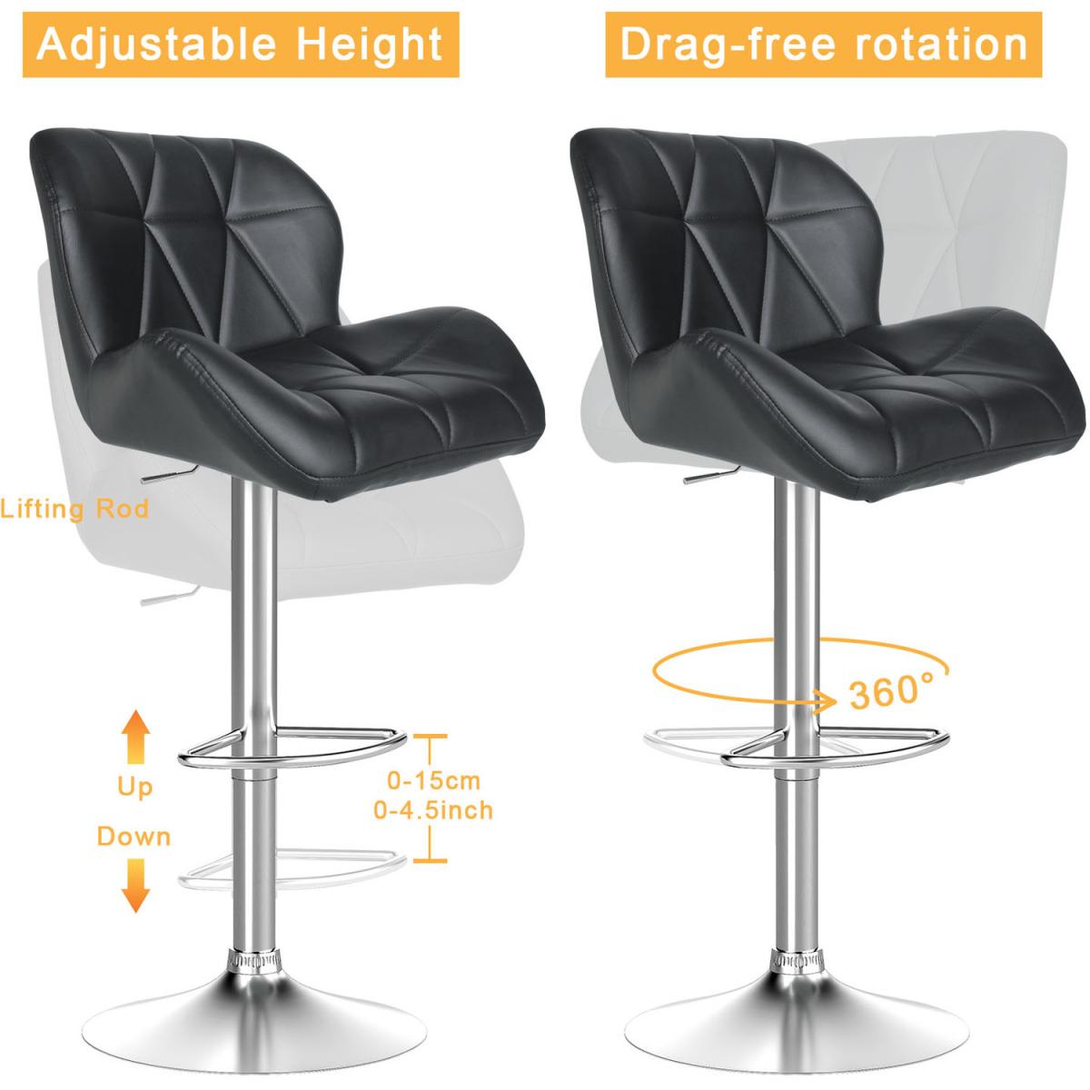Drafting Stool with Backrest and Foot Rest - Black – image 2