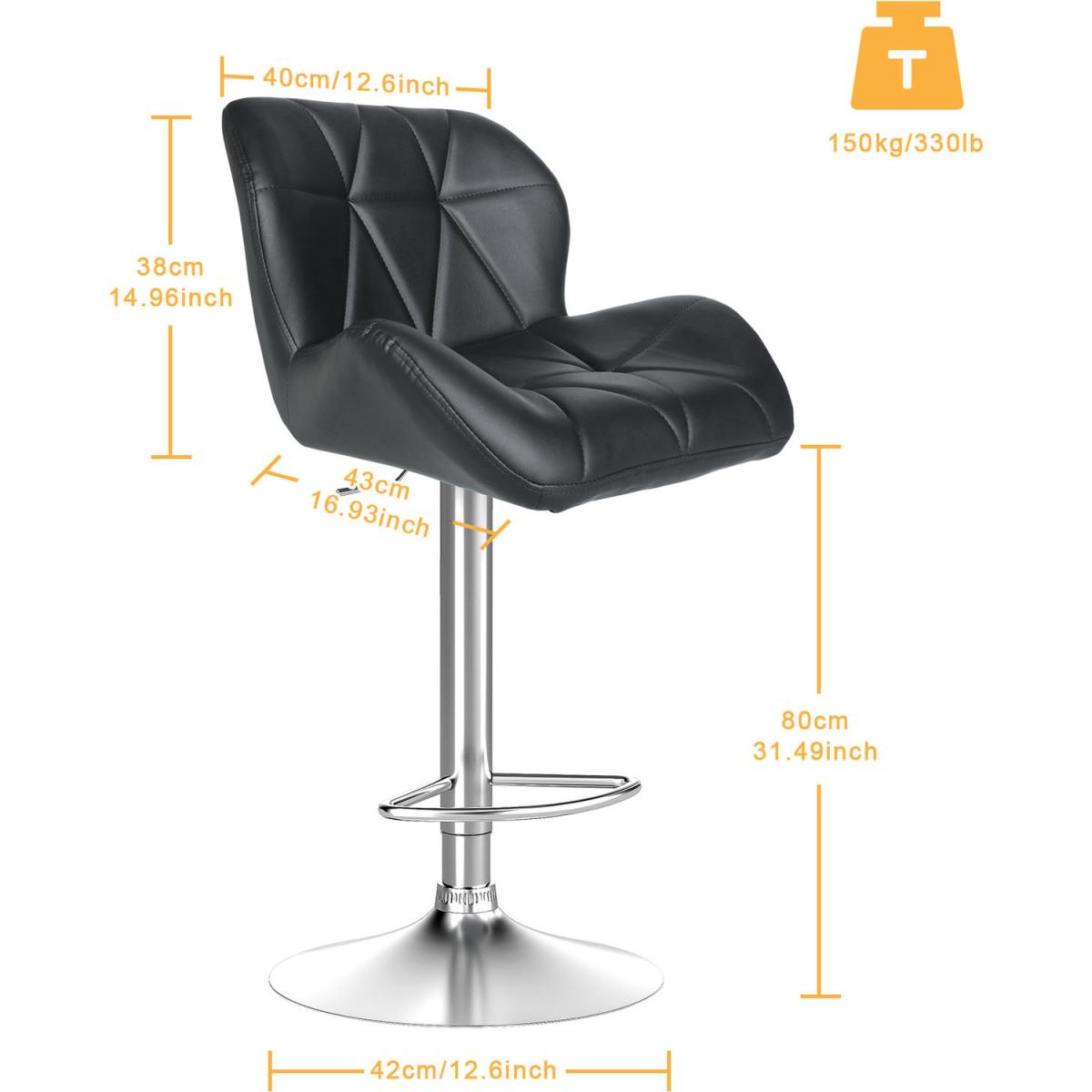 Drafting Stool with Backrest and Foot Rest - Black – image 4