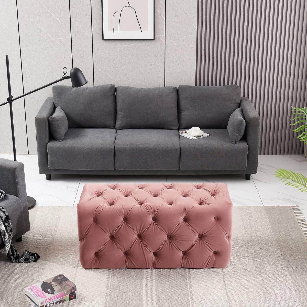 Melia Velvet Ottoman Bench Single - Pink – image 2