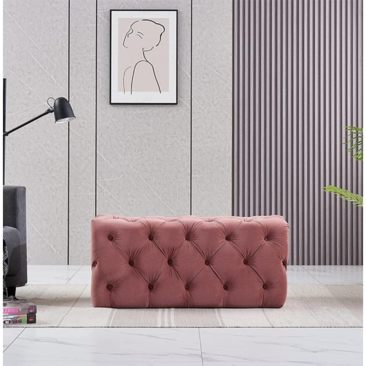 Melia Velvet Ottoman Bench Single - Pink – image 4