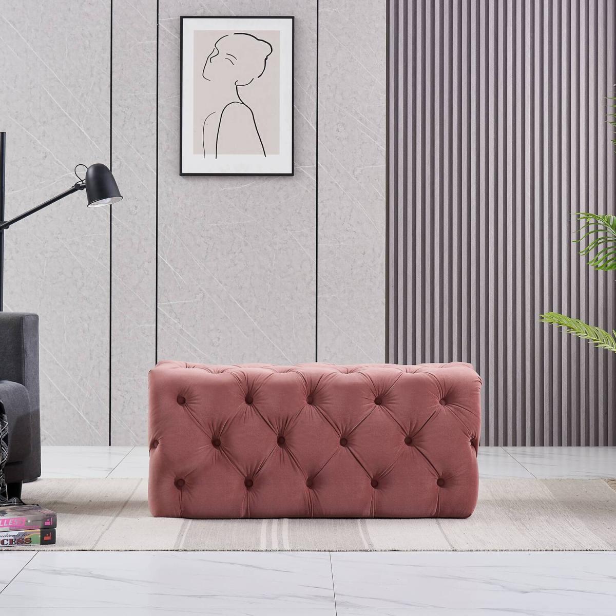 Melia Velvet Ottoman Bench Single - Pink – image 1