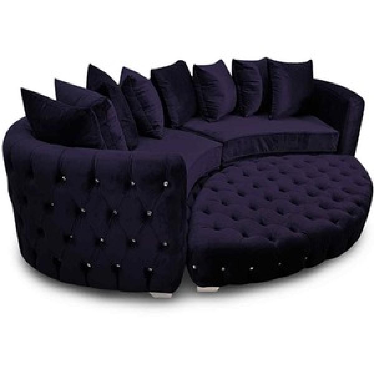 Colan Large Sofa Velour Velvet Fabric with Footstool - Grey – image 3