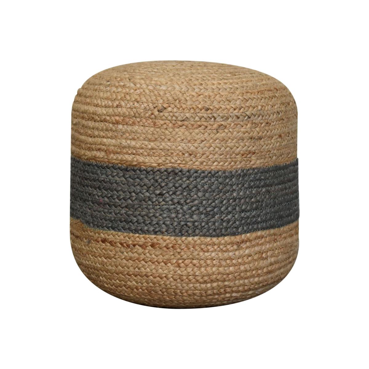 Boho Accent Handcrafted Natural Jute Pouffe - Brown