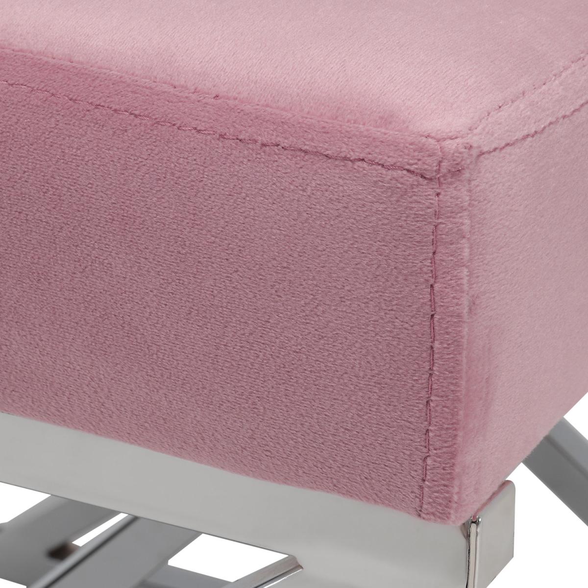 Square Velvet Fabric Ottoman - Pink – image 4