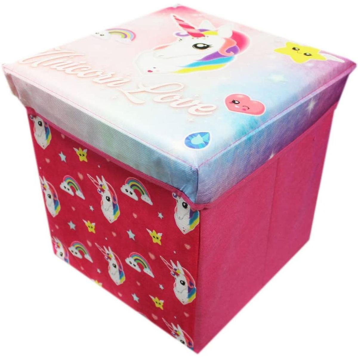 Pink Unicorn Ottoman Kids Bedroom Storage Cube – image 5