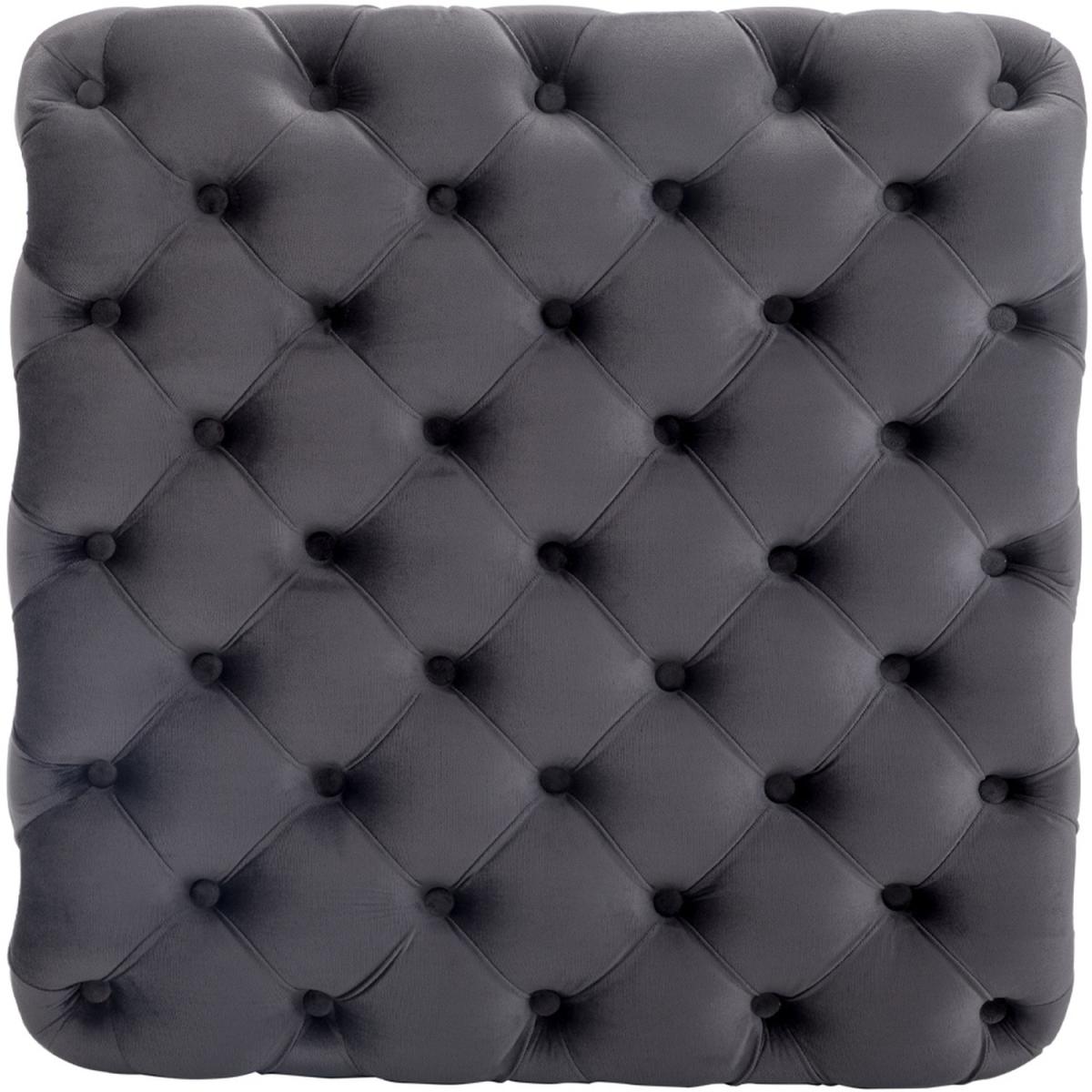 Square Faux Velvet Sofa Footstool - Grey / 100cm – image 3
