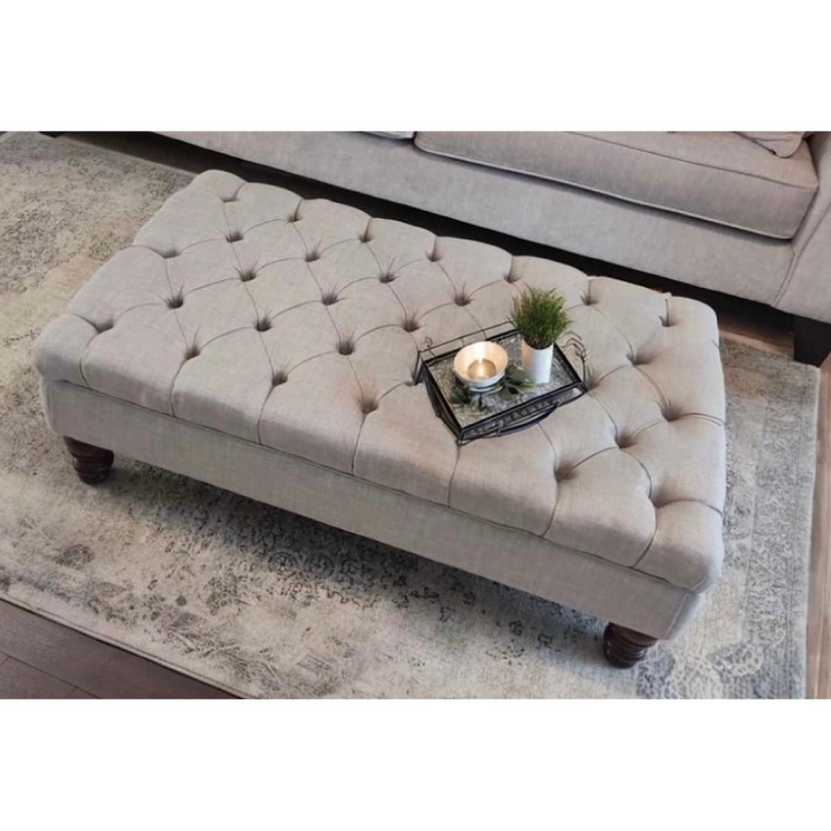 Oxford 3FT Chesterfield Footstool - Silver – image 2