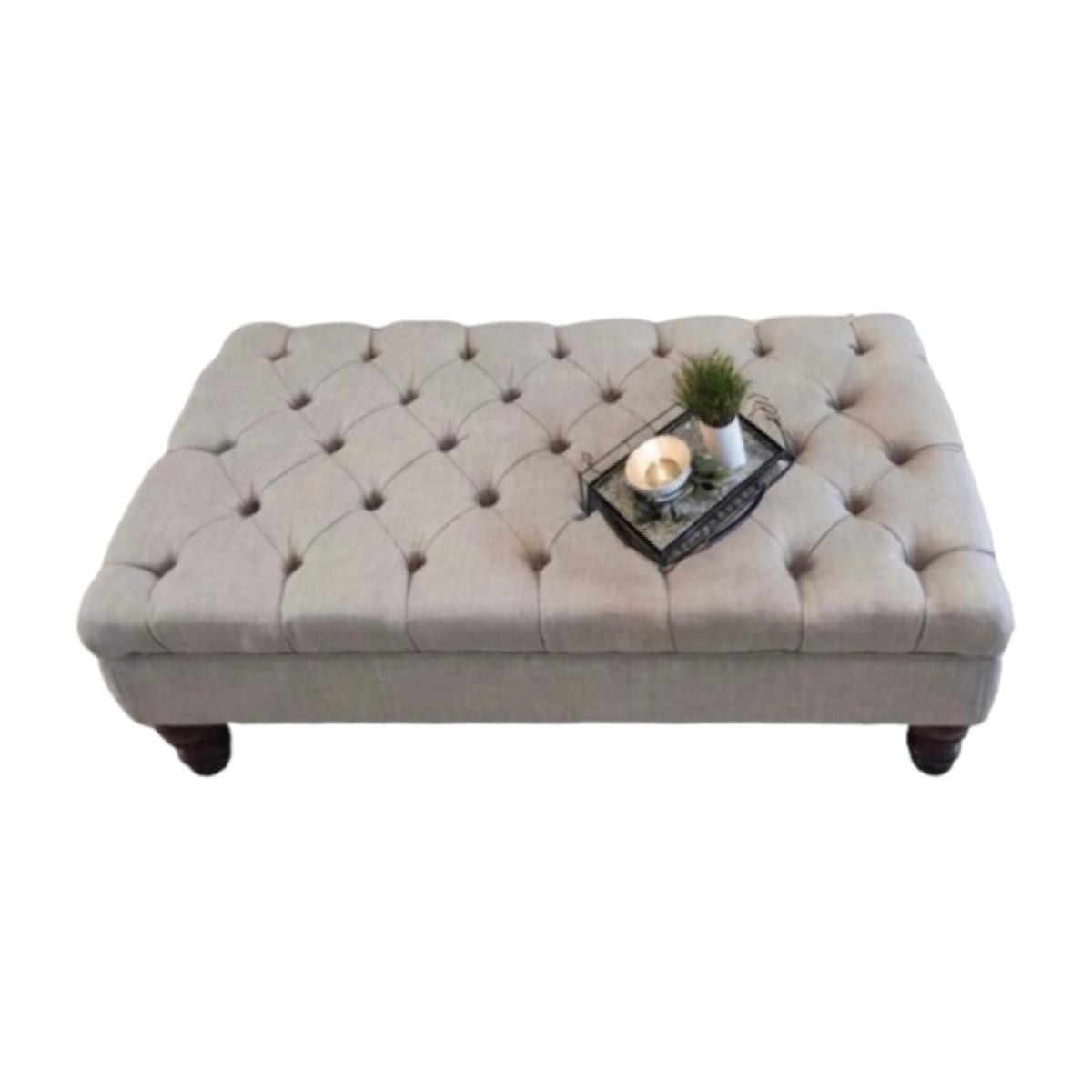 Oxford 3FT Chesterfield Footstool - Silver – image 1
