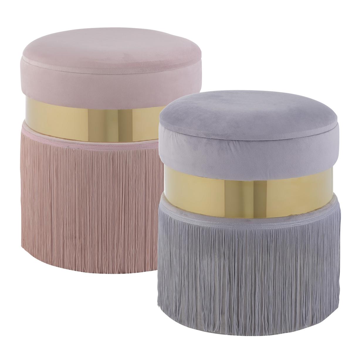 Set of Two Velvet Tassel Foot Stools – image 4