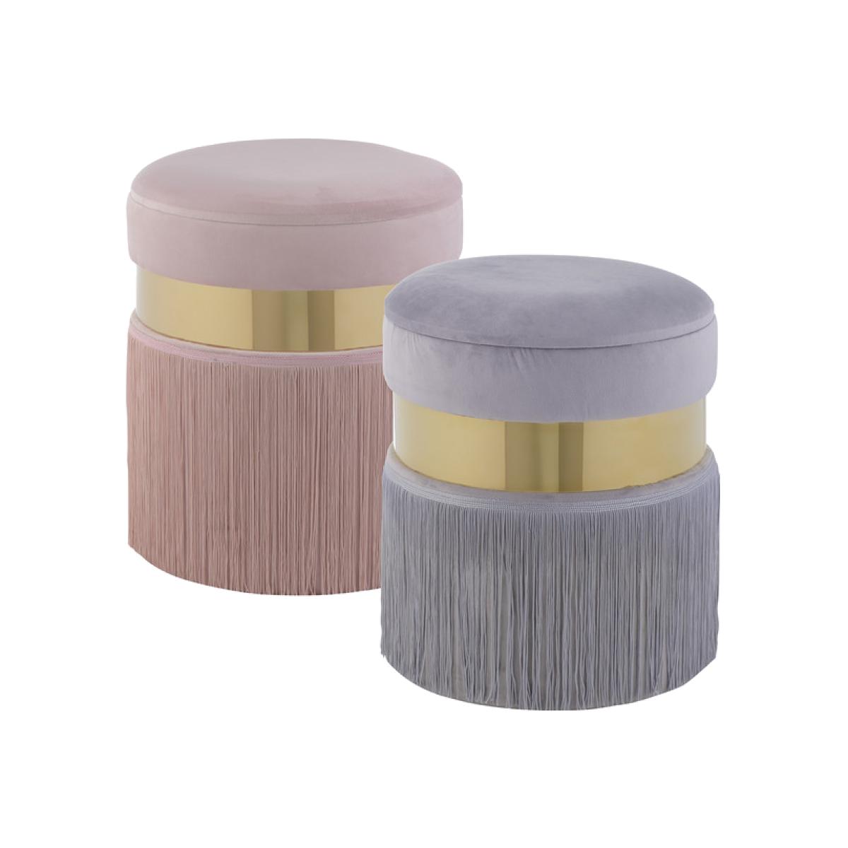 Set of Two Velvet Tassel Foot Stools – image 1