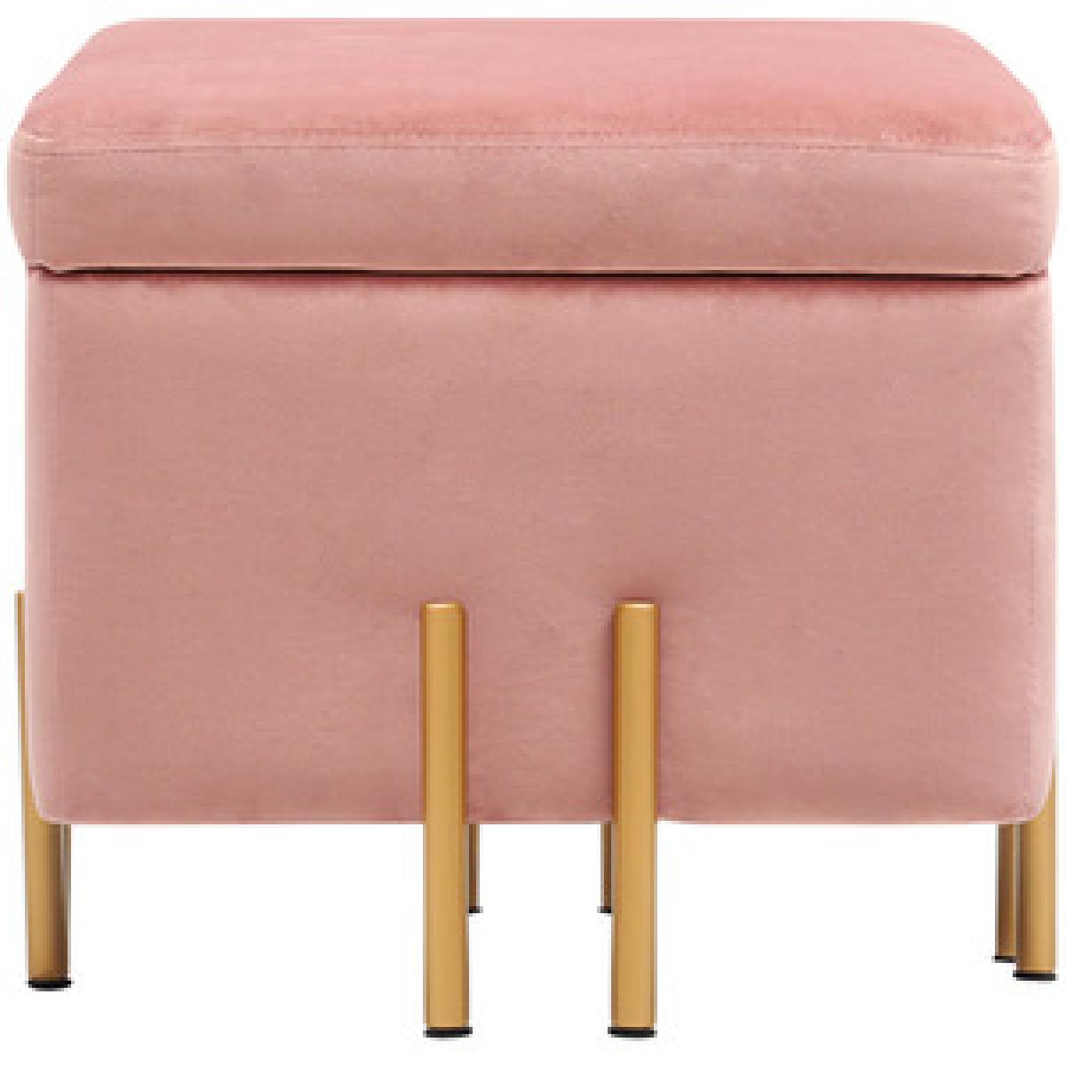 Square Velvet Footstool - Pink – image 4