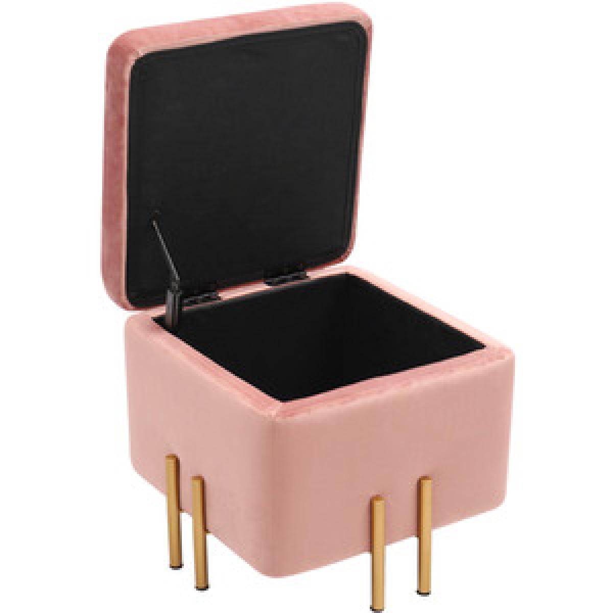 Square Velvet Footstool - Pink – image 5