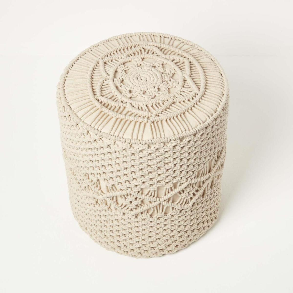 Astrid Natural Macrame Pouffe - Natural – image 2