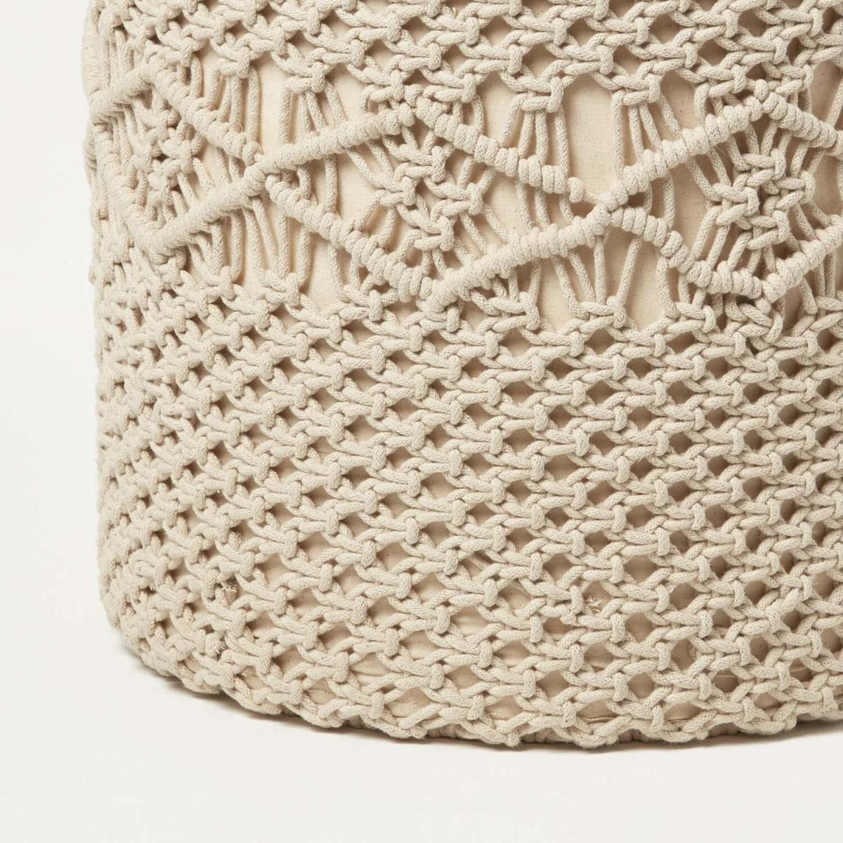 Astrid Natural Macrame Pouffe - Natural – image 3